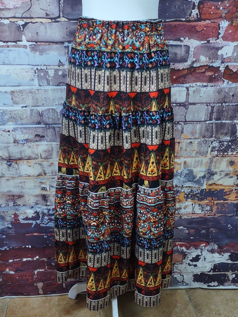 Bohemian Multi-Color Tiered Maxi Skirt